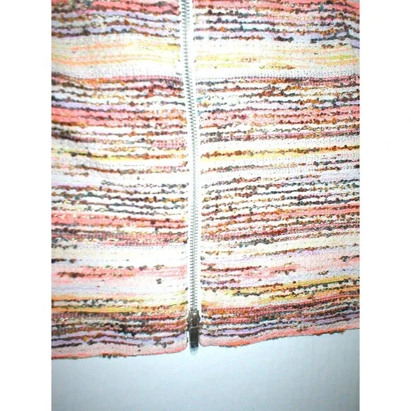 Womens 4 Worth New York Coral Tweed Jacket NWT $648 White Beige Double Zipper